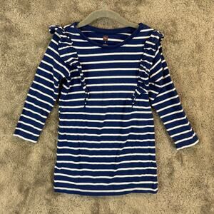 Tea Collection Blue White Striped Ruffle A Line Dress 4 4T Girls 9F12309